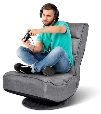 Produktbild von 360° drehbarer Bodensessel, klappbarer Stuhl mit verstellbarer Rückenlehne, für Gaming, Meditation und Büro, bis 120 kg belastbar, Grau