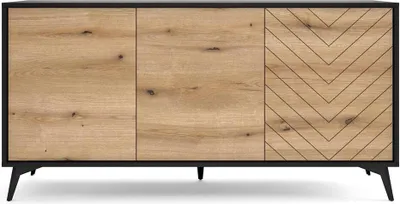 Image de Commode BETTSO avec 3 portes DIAMOND 154 cm, chêne Evoke noir mat