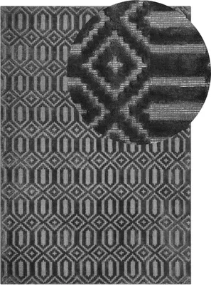 Produktbild von BELIANI Teppich Dunkelgrau Viskose Baumwolle 160 x 230 cm Kurzflor Rauten Modern Handgewebt Rechteckig