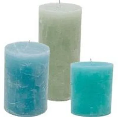 Produktbild von Cactula Stumpenkerzen-Set – Hellgrün / Hellblau / Frischblau
