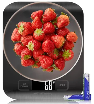 Productafbeelding van Digitale keukenweegschaal - Met LCD-display en weegvlak van roestvrij staal - Tot 10 kg met een precisie van 1 gram - Inclusief tarra-functie en vloeistofmeting