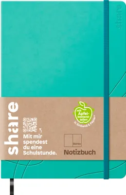 Produktbild von share Notizbuch A6 96 Blatt blanko 80 g/qm türkis