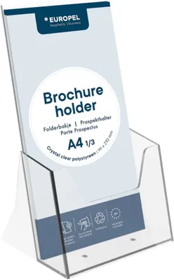 Produktbild von EUROPEL Tisch-Prospekthalter DIN lang 1 Fach glasklar für Format 1/3 DIN A4
