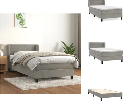 Produktbild von vidaXL Boxspringbett mit Matratze Hellgrau 90x190 cm Samt -  Betten & Bettgestelle