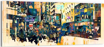 Produktbild von DEQORI Glasbild Echtglas 150x60 cm 'Moderne Stadtansicht' Wandbild Bild modern Deko