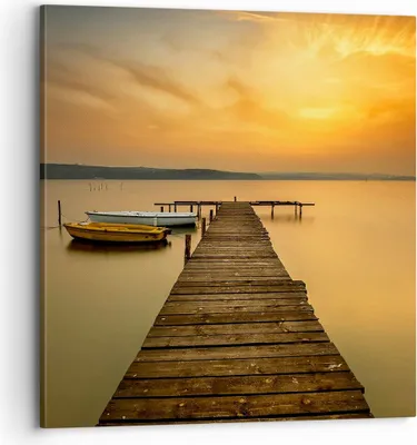 Produktbild von Bild auf Leinwand - Leinwandbild - See Brücke - 70x70cm - Wand Bild - Wanddeko - Wandbilder - Leinwanddruck - Bilder - Kunstdruck - Wanddekoration - Leinwand bilder - Wandkunst - AC70x70-3673