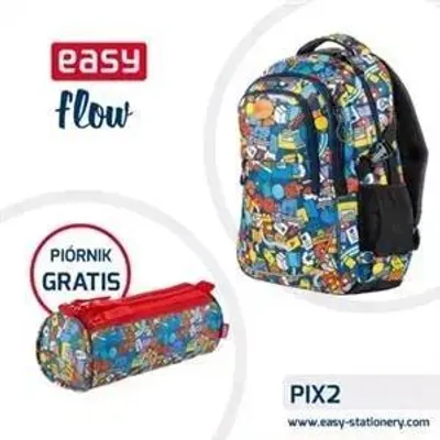 Image de Sac à dos scolaire, coloré, pour adolescents, modèle Easy + trousse offerte - produit par une équipe