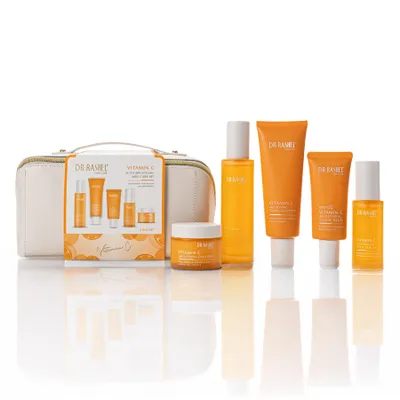 Produktbild von Vitamin C Gesichtspflege Set Geschenkset Anti-Falten Hautpflege Serum Creme Cleanser Toner SPF 50, 5-Teilig