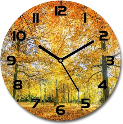 Produktbild von Wanduhr aus Glas 30fi Glasbild Glasuhr Gehärtetes Glas - schwarze-zeiger - Autumn forest