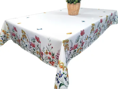 Immagine prodotto di Tovaglia bianca con fiori colorati 140x200 Tovaglia colorata per un tavolo più grande