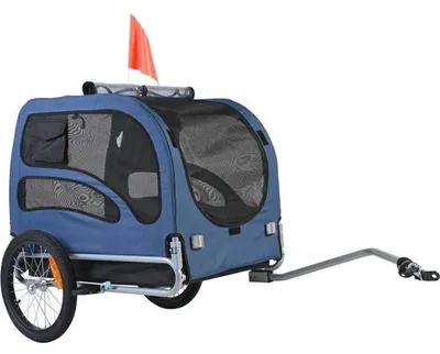 Image de Remorque pour chien 45 kg Remorque pour vélo en acier au carbone - buggy pour chien pliable Jogger - Bleu - Tissu Oxford 600D - 1440 x 725 x 845 mm - Taille pliée 810 x 570 x 195 mm