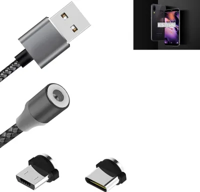 Produktbild von K-S-Trade Hochwertiges Magnet-Lade-kabel Sync-Kabel Daten-Kabel für UMIDIGI A3 mit USB-Typ-C-Anschluss und Micro-USB-Anschluss 2A bis zu 480mbps