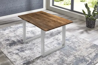 Produktbild von Esstisch Baumkante massiv Akazie Nussbaum 100 x 70 silber BILLY