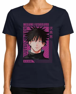 Productafbeelding van Megumi Fushiguro Jujutsu Kaisen Anime Fan Cadeau Manga Retro Dames T-shirt, Marineblauw, Maat S