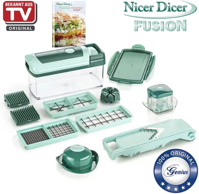 Produktbild von Genius Nicer Dicer Fusion | 13 Teile | smaragdgrün | Alles-Schneider | Hobeln | Würfeln | Schneid-Gerät | TV-NEU