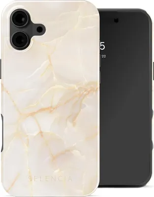 Productafbeelding van Selencia Vivid Backcover met MagSafe voor de Apple iPhone 16 - Golden Beige Marble