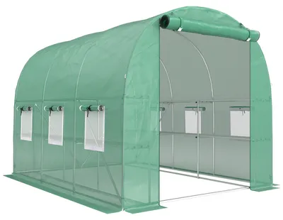 Produktbild von Gewächshaus ca. 2,7 x 2 x 2 m Foliengewächshaus mit Regalen Rollbar Reißverschlusstür 6 Netzfenster Stützstangen