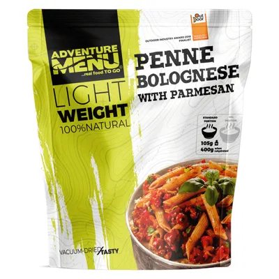 Productafbeelding van Voeding: ADVENTURE MENU LW. Penne pasta met Bolognese saus. Met Parmezaanse kaas. (Portie voor 2 personen)