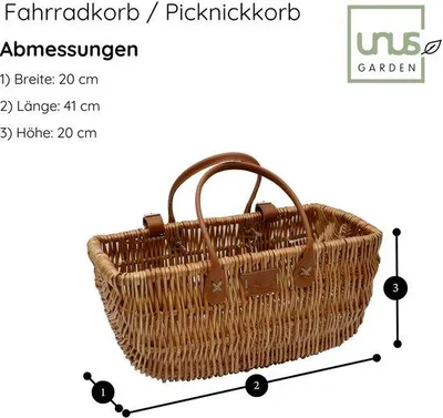 Productafbeelding van Rieten Fietsmand met Leren Riemen voor Voor en Achter