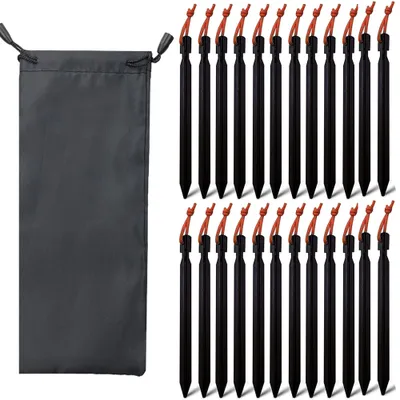 Produktbild von Zeltheringe, 24 Stücke Zeltheringe Metall, Camping Heringe, Sandheringe, Zeltheringe aus Aluminiumlegierung mit Kordelzu,(Schwarz)