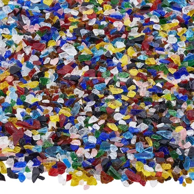 Glasbruch 400 g, 10 Farben, 3–6 mm, unregelmäßig, für Mosaik & DIY