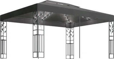 Obrázok produktu pre vidaXL Pavilón s dvojitou strechou a LED rozprávkovými svetlami 3x4 m antracitový