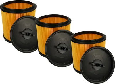 Produktbild von vhbw 3x Faltenfilter kompatibel mit Parkside (Lidl) PNTS 1250, 1300 D3, 1300 C3, 1250/9, 1300 B2, 1300 A1 Staubsauger - Patronenfilter Gelb Schwarz
