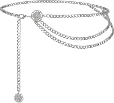 Produktbild von Mehrschichtiger TaillenkettengüRtel Damen Verstellbare, Bauchkette GüRtel KettengüRtel KöRperkette Schmuck FüR Jeans Kleider Silber PiratenkostüM Damen Accessoires