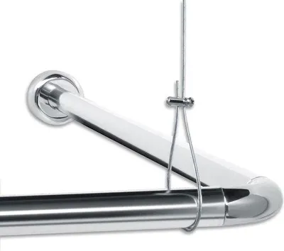 Produktbild von Unyqoos® Duschvorhangstangen-Set – universell für L- & U‑Form, inkl. Deckenhalter, für Badewanne, 2×81 cm + 75 cm, Aluminium, Messing/Edelstahl, rostfrei