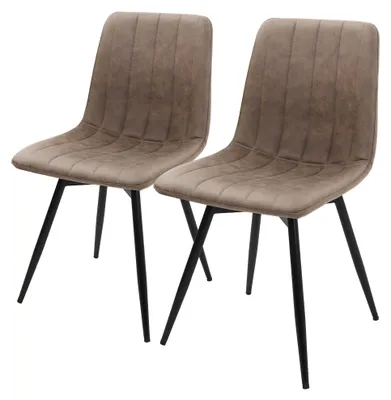 Produktbild von ML-Design Esszimmerstühle 2er Set drehbar, Küchenstühle gepolstert, Kunstleder, Essstühle, Stahlbeine, Polsterstuhl modern, 360° Drehstuhl, Braun