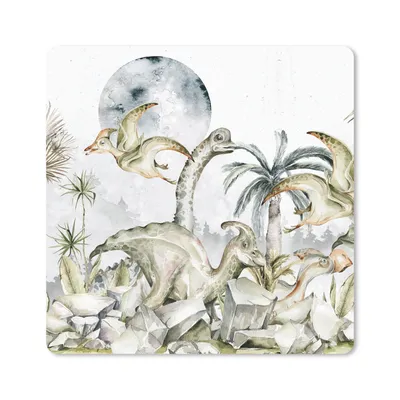 Produktbild von MuchoWow® Mauspad Mousepad Dinosaurier - Kinder - Dschungel - Grün - Tiere - Natur 30x30 cm - Mousepads - Maus Mat - Pad - Mausunterlage - Gaming