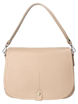 Produktbild von Damen-Schultertasche Echtleder Dollaro Magnetverschluss Italy Beige UNICA 29x20x11 cm