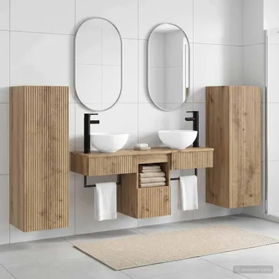 Obrázek produktu pro Maison Exclusive – Sada koupelnového nábytku, 5 kusů, Imitace "Řemeslná dubová", rozměry 33 x 34,5 x 100 cm