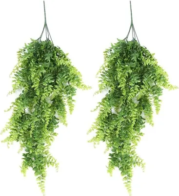Produktbild von 2 Stück Künstlich Hängepflanzen persischen Kletterpflanze Pflanzen Hängend Künstliche Grünpflanze Blätter Vine Kunstpflanzen für Innen Draussen Balkon Topf Hochzeit Garten Deko
