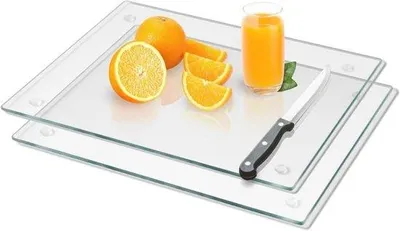 Obrázek produktu pro Akrylové krájecí desky, 2 ks – průhledné krájecí desky na pracovní desku – krájecí desky na ovoce, zeleninu, maso, zeleninu a sýr