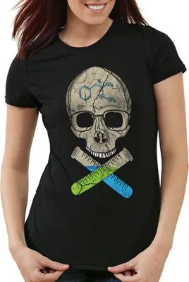 Produktbild von style3 Walter Totenkopf T-Shirt Damen, Farbe:Schwarz, Größe:S