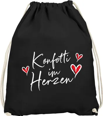 Produktbild von Turnbeutel Fasching Karneval Spruch lustig #Konfetti im Herzen Faschingsartikel Tasche Gymbag Moonworks® schwarz unisize