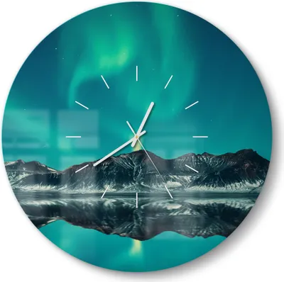 Produktbild von DEQORI Glasuhr Ø50 cm Modern 'Polarlichtzauber' Wanduhr Glas Uhr Design leise Küchenuhr