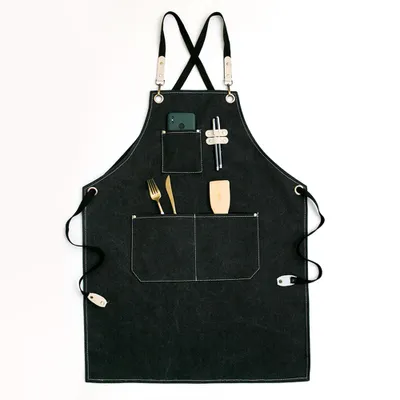Produktbild von Canvas Kochschürze, Kreuz zurück Heavy Duty Arbeit Schürze mit verstellbaren Trägern und großen Taschen für Männer Frauen,(Stil 5)