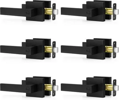 Immagine prodotto di Set di maniglie interne per porte - 4 pezzi - Quadrate - Nero