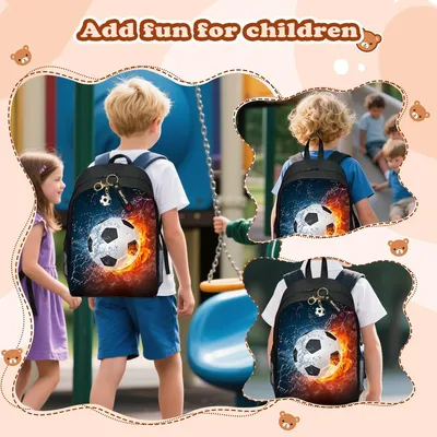 Produktbild von Kinder Rucksack 3D Fußball Motiv, verstellbar, 16 Liter, für die Schule