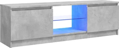 A TV stand with LED lighting.