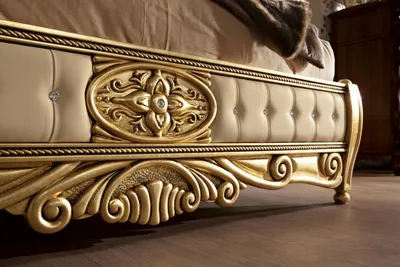 Produktbild von Bett Chesterfield Gold Betten Barock Massivholz Gold Doppelbett Design Möbel