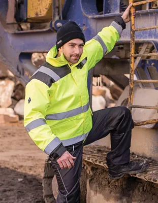 Produktbild von Terrax Workwear Herren Warnschutzjacke Pilotenjacke mit Reflexstreifen - Warnschutz Arbeitsjacke wattiert in Gelb Größe XXL