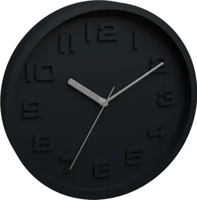 Produktbild von Wanduhr Schwarz 30 cm mit großen Zahlen – geräuscharmes Quarzuhrwerk, Mineralglas, analoge Uhr für Wohnzimmer & Küche