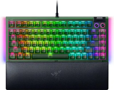 Zdjęcie produktu dla Razer BlackWidow V4 75% | Mechaniczna klawiatura do gier | Przewodowa | USA | Phantom Green Edition | Przełączniki mechaniczne Razer (dotykowe)