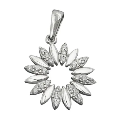 Produktbild von Anhänger 14mm Blume mit Zirkonias glänzend rhodiniertSilber 925 silber 14mm