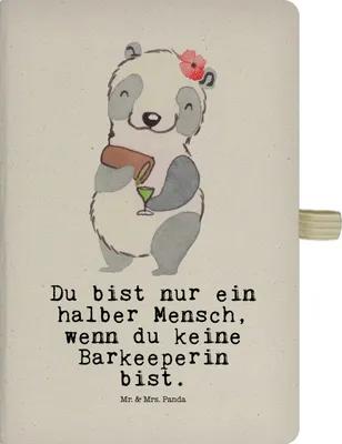 Produktbild von Mr. & Mrs. Panda Tagebuch Barkeeperin Herz - Transparent - Geschenk, Bartender, Journal, Skizzenbuch, Reisetagebuch, A5 Notizbuch, Kurs, Ausbildung