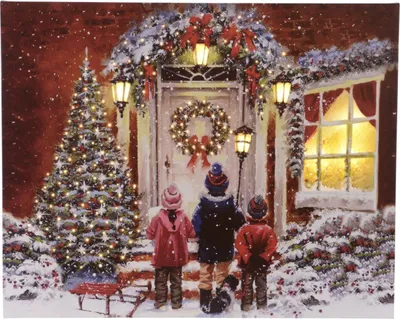 Produktbild von LED-Leinwand mit festlicher Weihnachtsbeleuchtung, 2er Set, mehrfarbig, 40x50 cm