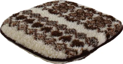 A single, diamond-shaped cushion with a fluffy, patterned texture.